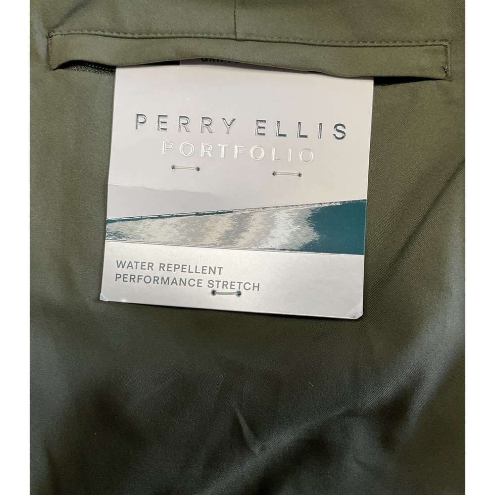 NWT! Men's Perry Ellis Portfolio Skinny Fit Stretch Olive‎ Green Pants - 38x30 - Picture 6 of 7
